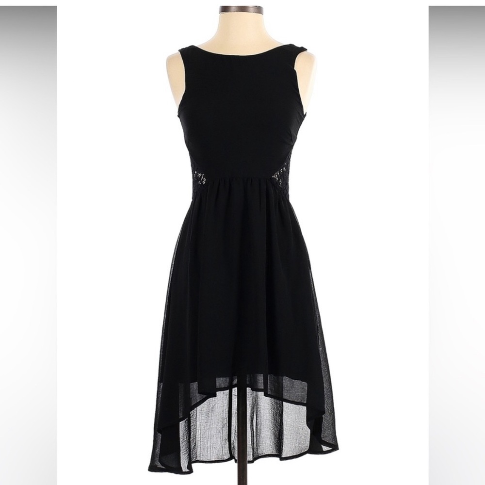 Guess High Low Black Lace Back Dress
